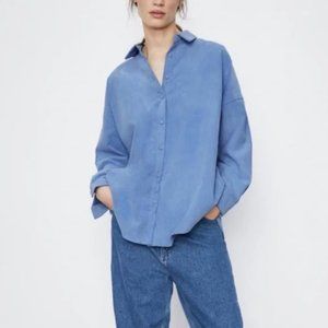 Zara blue corduroy shirt